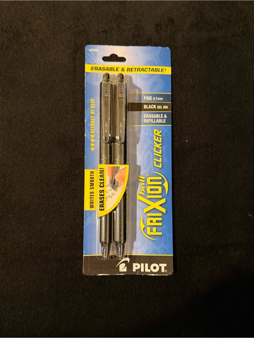 Pilot FriXion Ball Clicker Erasable Pens 2 Pack Fine Point Black